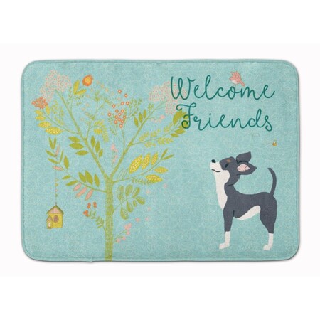 Carolines Treasures Welcome Friends Black White Chihuahua Machine Washable Memory Foam Mat BB7627RUG